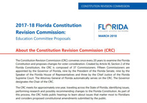 2017-18 Florida Constitution Revision Commission: Education Committee Proposals